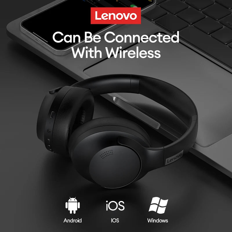 Lenovo Bluetooth, Noise Cancelling Headphones,  Over the Ear Headset, Workout Headphones, Both AUX Wired (detachable) and wireless