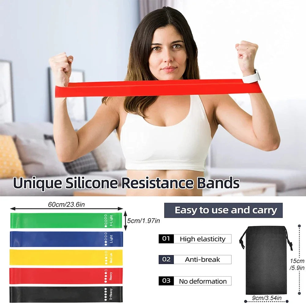 Resistance Bands Set,  5 Different Resistance Levels Elastic Band–Great Fitness Equipment for Training–Carrying Bag